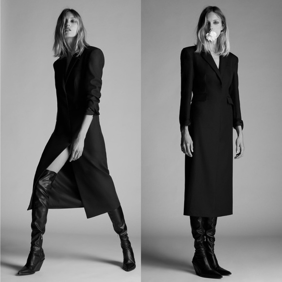 SOLD - Zara Tuxedo Coat Dress Limited Edition $150 - Picture 3 of 8
